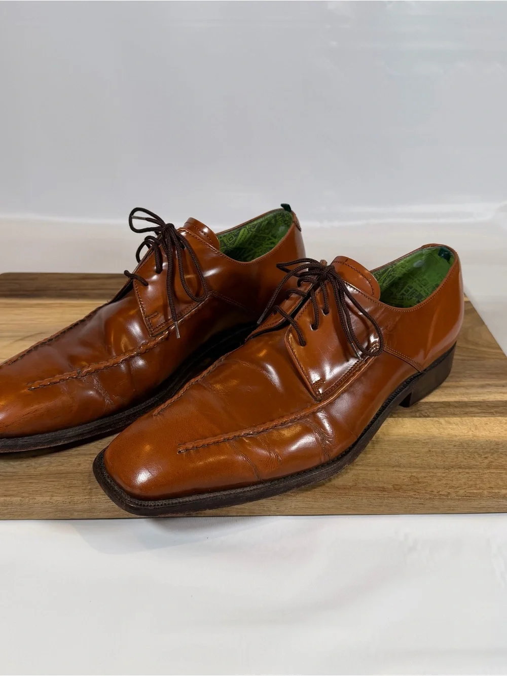 Paul Smith Men's Magnum Patten Cognac Brown Leather Derby Shoes Size 9 43